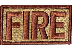 USAF FIRE Letters (Fire Fighters) Spice Brown OCP Scorpion Patch With Velcro